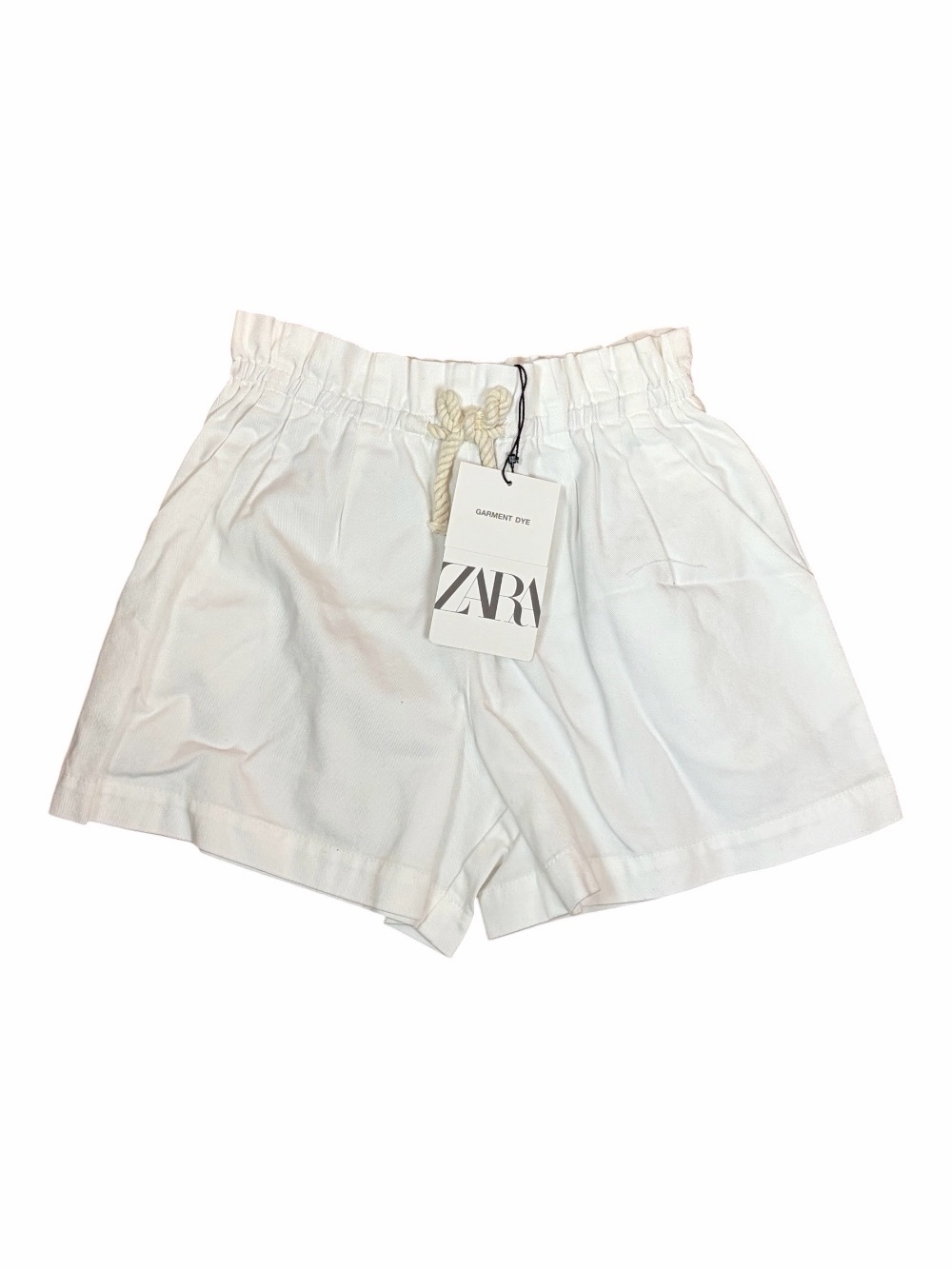 Zara Girls Size 7 Shorts White Elastic Paperbag Waist 100% Pure Cotton NEW NWT